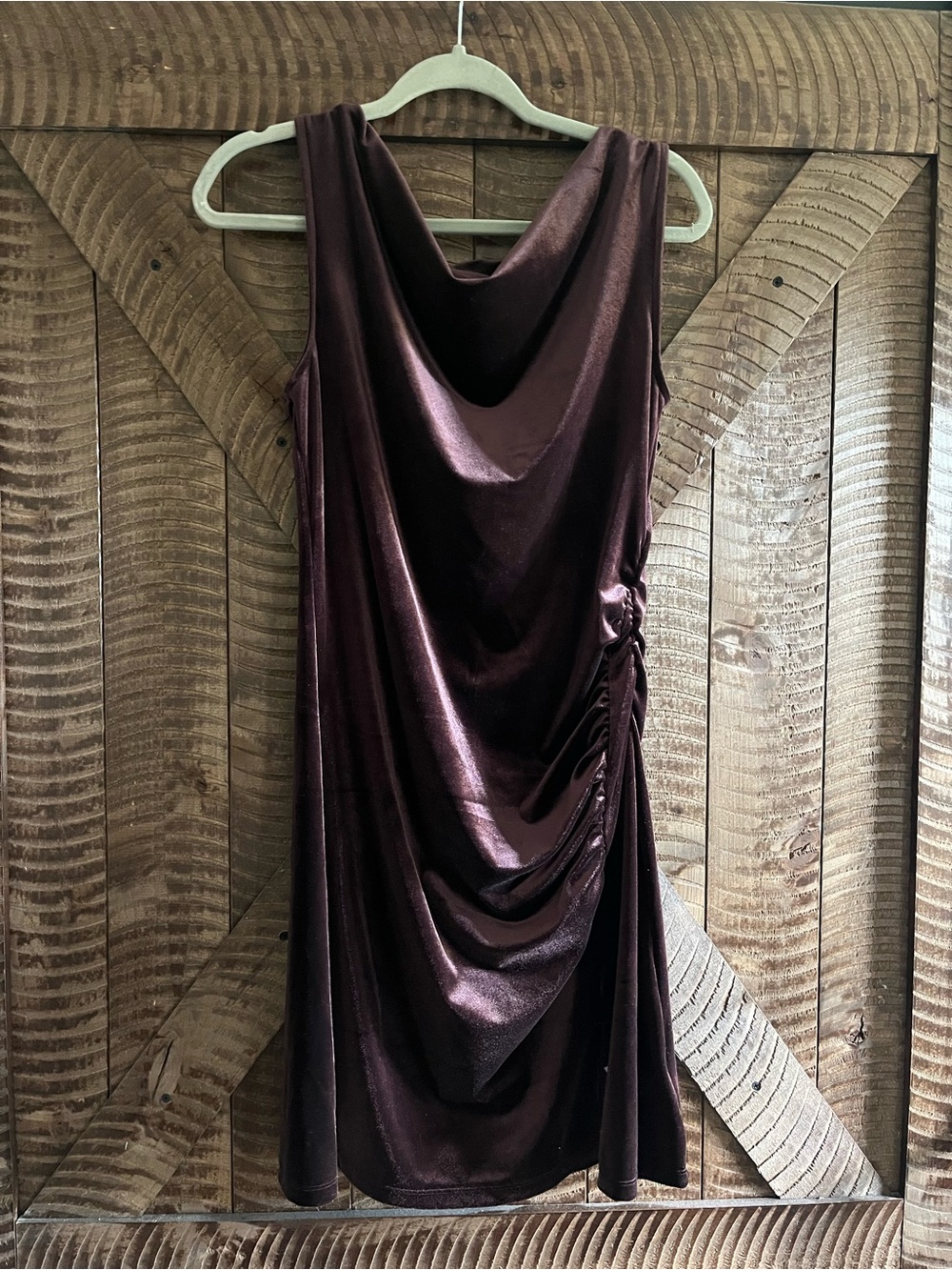 Old Navy Cowl Neck Velvet Mini Dress in Deep Plum